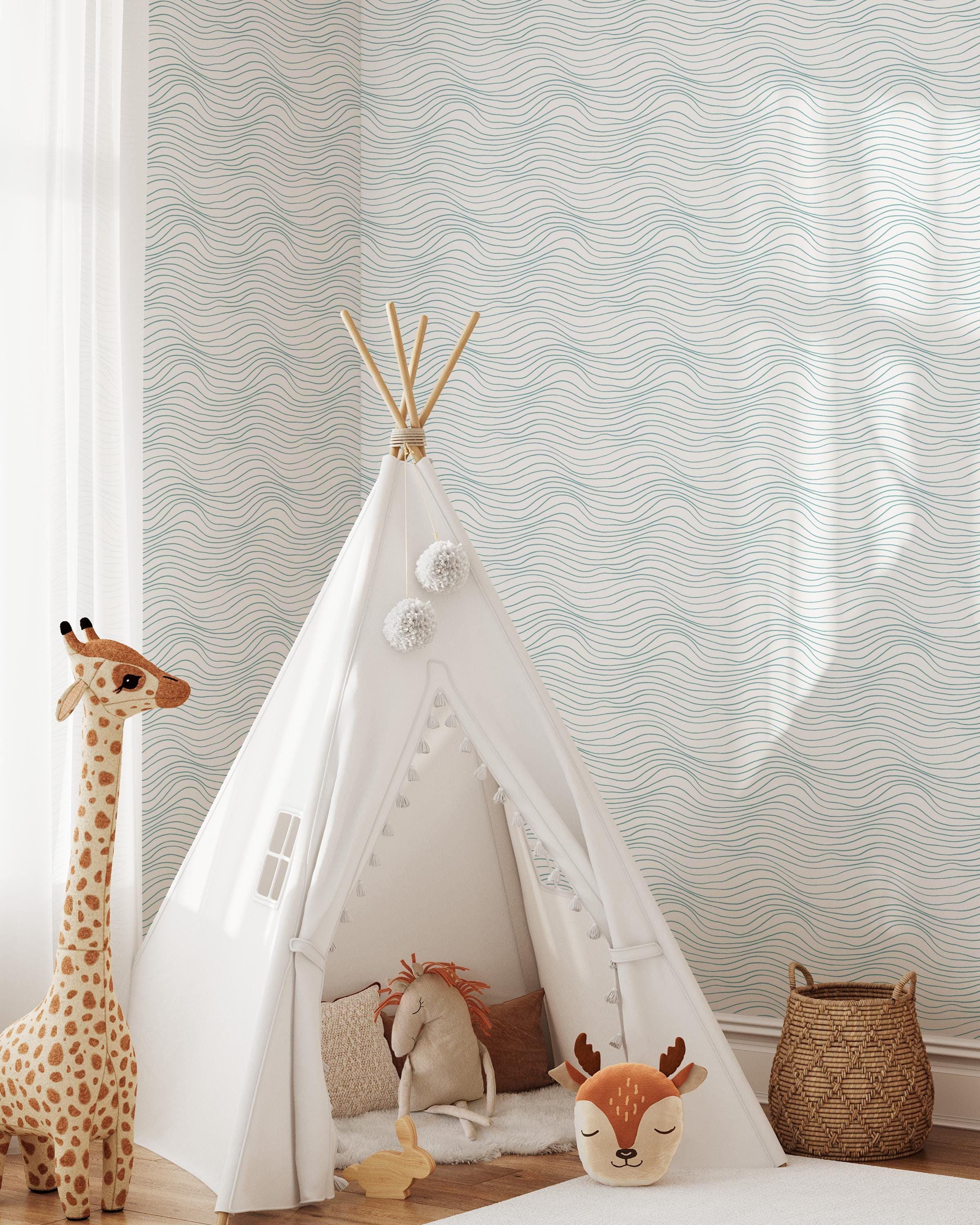 Coastal Blue Waves Wallpaper | Removable Self Adhesive Abstract Waves ...