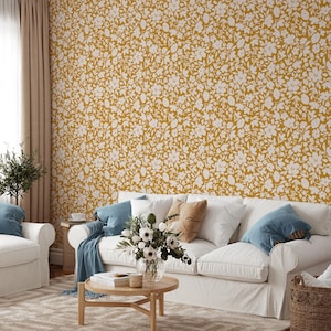 Boho Ditsy Flowers Wallpaper | Removable Self Adhesive Botanical Wallpaper | Kids Room Peel and Stick or Pre-Pasted Wallpaper | Eco Friendly