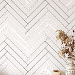 Herringbone Wood Parquet Wallpaper | Removable Self Adhesive Modern Tile Wallpaper | Geometrical Peel and Stick or Pre-Pasted Wallpaper