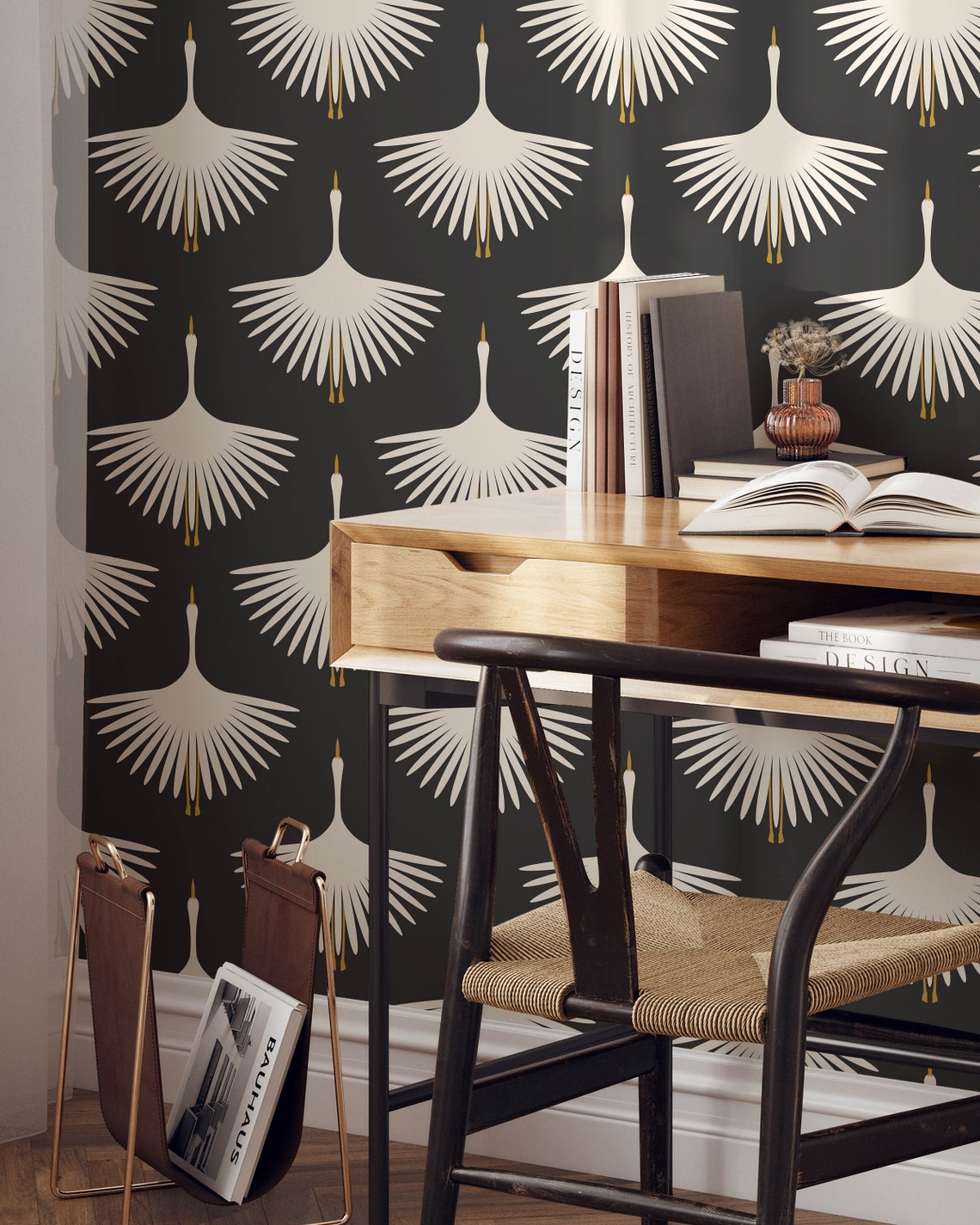 Swans Art Deco Wallpaper Removable Self Adhesive Vintage Etsy