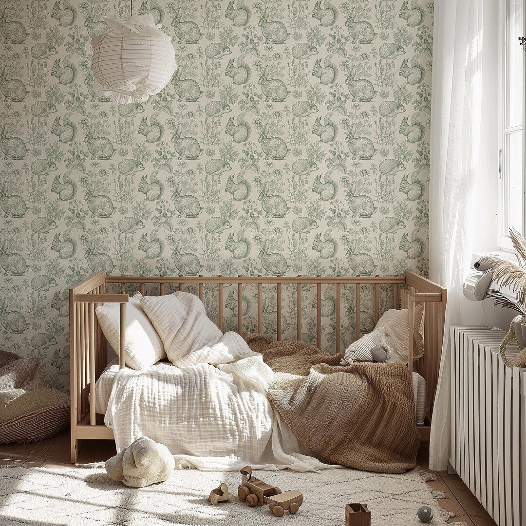 Woodland Nursery Wallpaper | Removable Self Adhesive Forest Animals ...