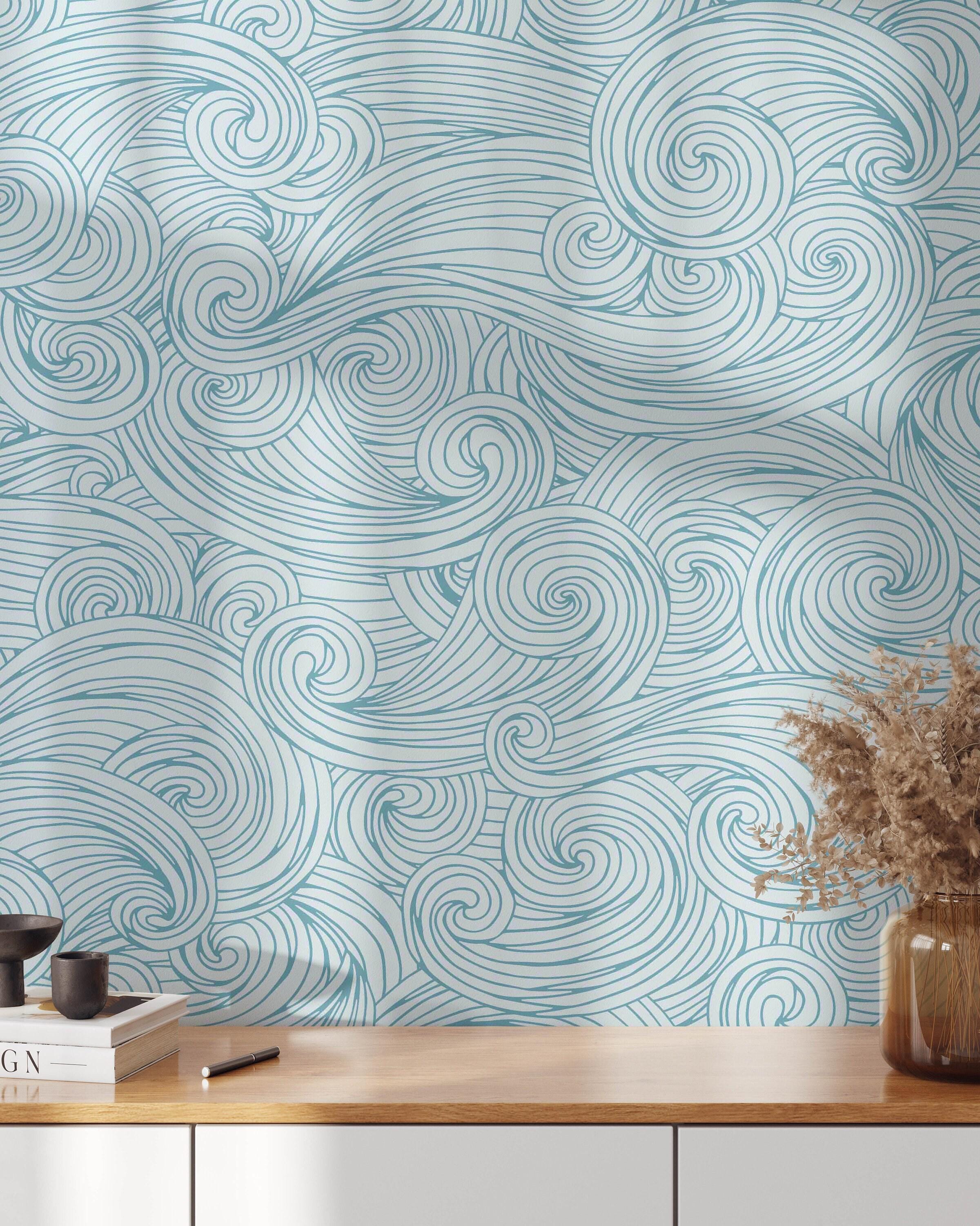 Ocean Waves Peel and Stick Wallpaper | Removable Self Adhesive Waves ...