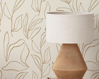 Modern Boho Leaves Wallpaper | Removable Self Adhesive Minimalistic Wallpaper | Neutral Floral Peel and Stick or Pre-Pasted Wallpaper