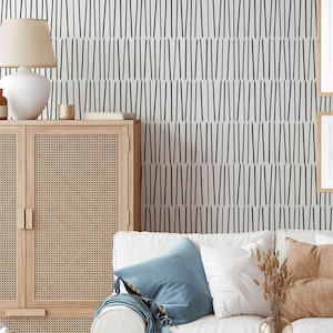 Modern Minimalistic Wallpaper | Removable Self Adhesive Black White Wallpaper | Geometrical Peel and Stick or Pre-Pasted Wallpaper