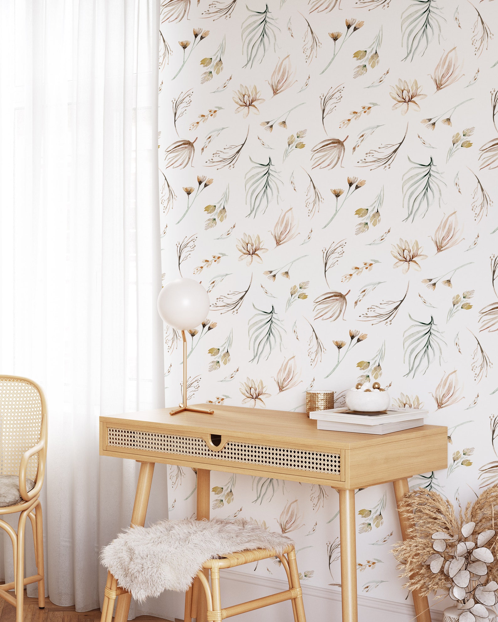 Modern Botanical Wallpaper Removable Self Adhesive Etsy