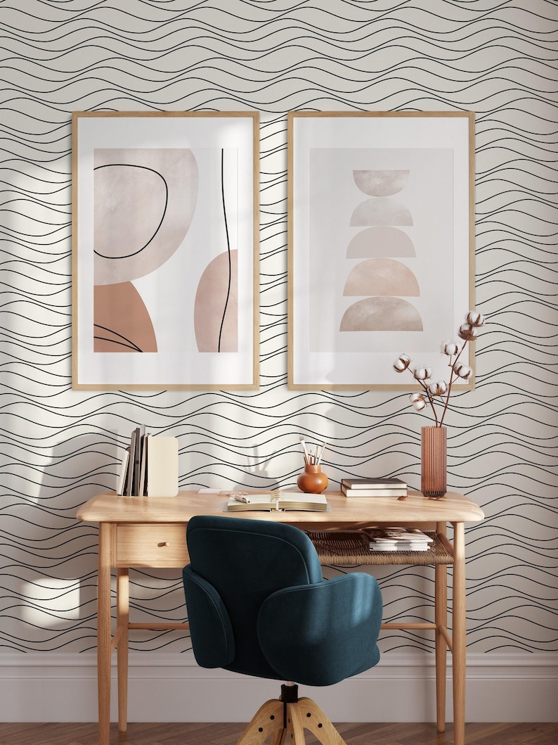 Linear Wavy Waves Peel and Stick Wallpaper | Removable Self Adhesive ...
