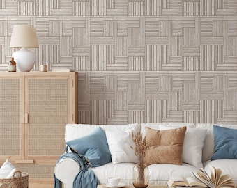 Mid Century Pastel Peel and Stick Wallpaper | Removable Self Adhesive Minimalist Wallpaper | Geometrical Peel n Stick or PrePasted Wallpaper
