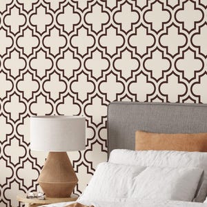 Moroccan Oriental Wallpaper Removable Self Adhesive Ogee Ornament Wall Decor Geometrical Mosaic Tile Peel and Stick or Pre-Pasted Wallpaper