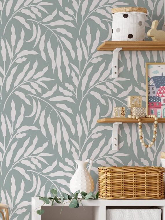 Light Green Olive Tree Leaves Removable Wallpaper By