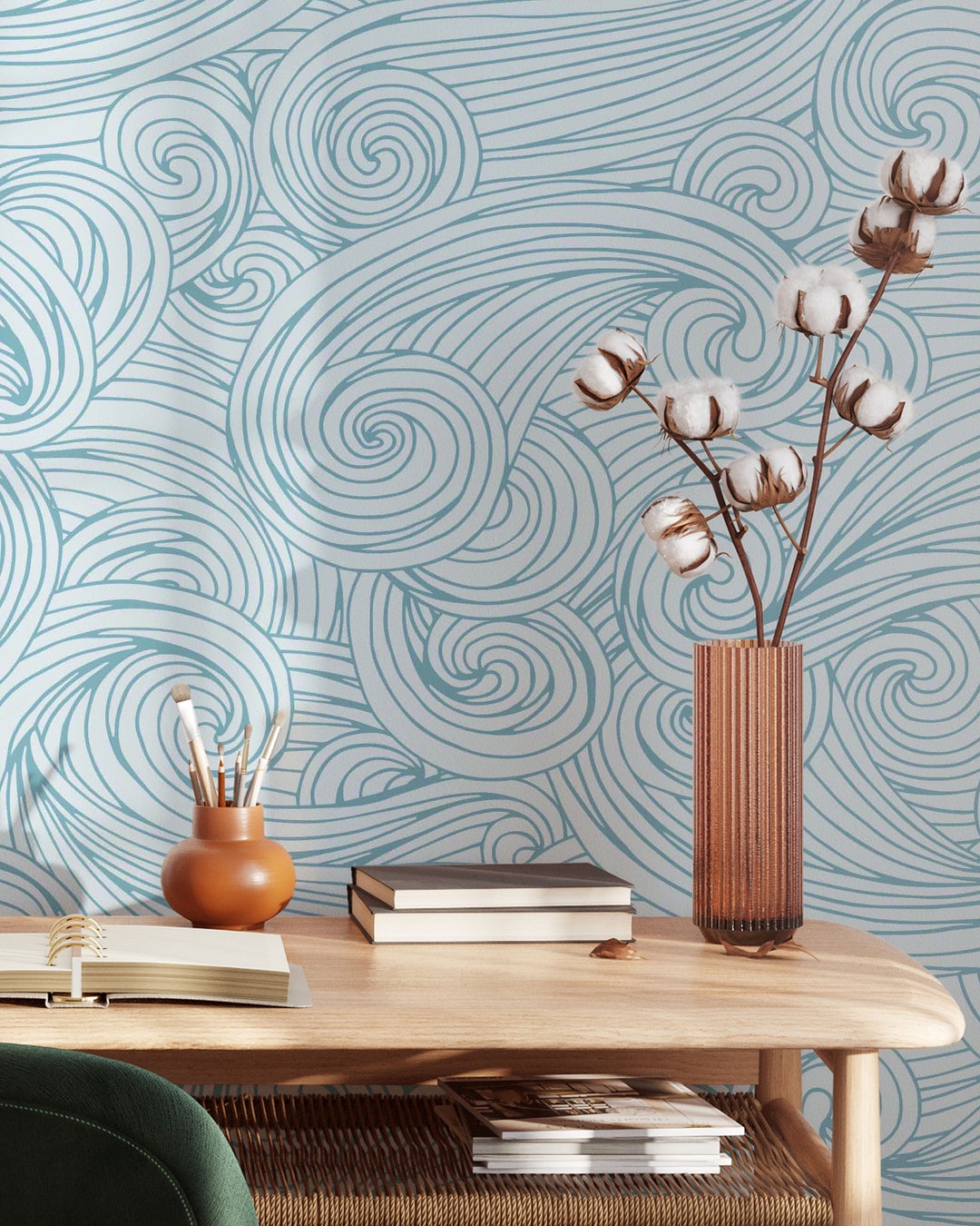 Ocean Waves Peel and Stick Wallpaper Removable Self Adhesive Waves