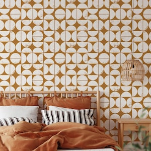 Scandinavian Style Abstract Wallpaper Removable Self Adhesive Boho Wall Decor Geometrical Minimalistic Peel and Stick or Pre-Pasted Mural