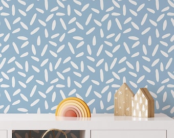 Abstract Blue Brush Wallpaper | Removable Self Adhesive Kids Wallpaper | Geometrical Peel and Stick or Pre-Pasted Wallpaper | Eco Friendly