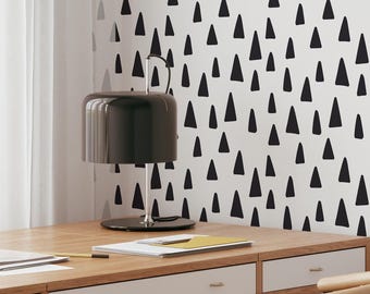 Minimalist Boho Triangle Wallpaper | Removable Self Adhesive or Traditional Scandinavian Black and White Kids Wallpaper, Geometric Nursery