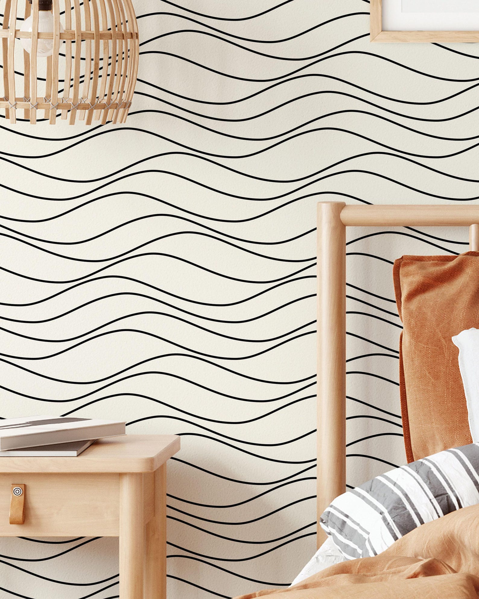 Linear Wavy Waves Peel and Stick Wallpaper | Removable Self Adhesive ...