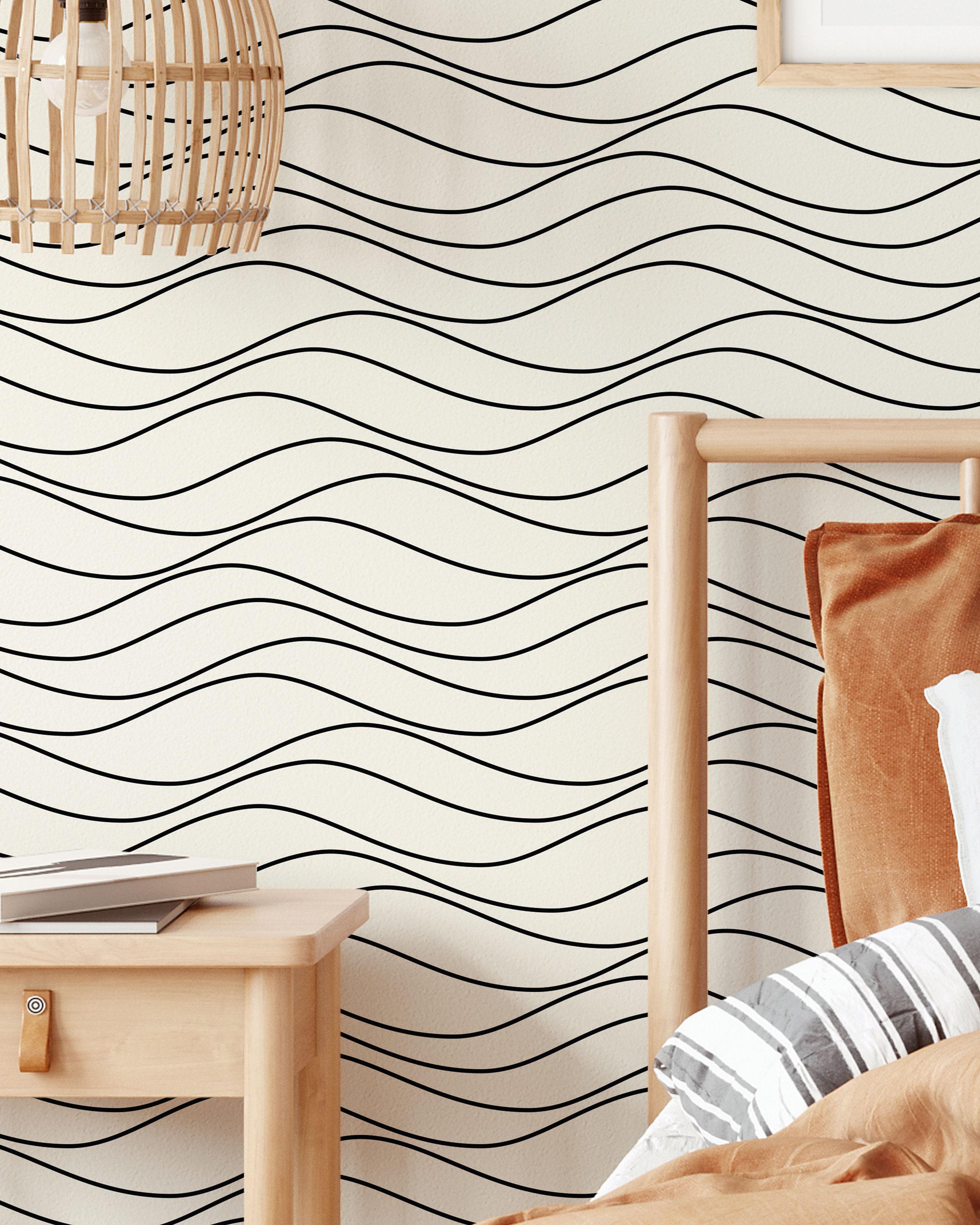 Linear Wavy Waves Peel and Stick Wallpaper | Removable Self Adhesive ...