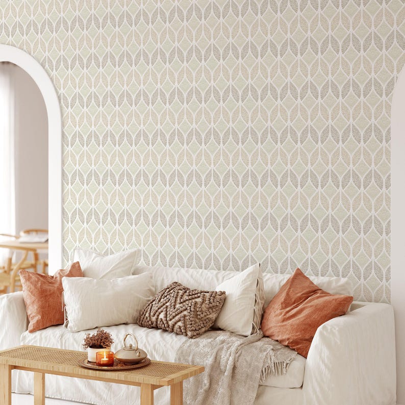 Geometric Abstract Wallpaper Removable Self Adhesive Neutral Wall Decor ...