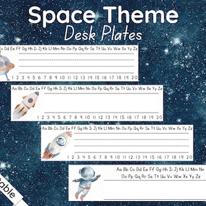 Neutral Space Theme Desk Plates [Printable]