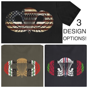 Airborne Wings - Flag/OEF/OIF - Unisex Jersey Short Sleeve T-Shirt