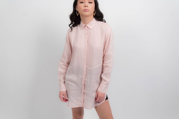 DKNY Linen Blouse. Vintage Linen Blouse. Linen Tun