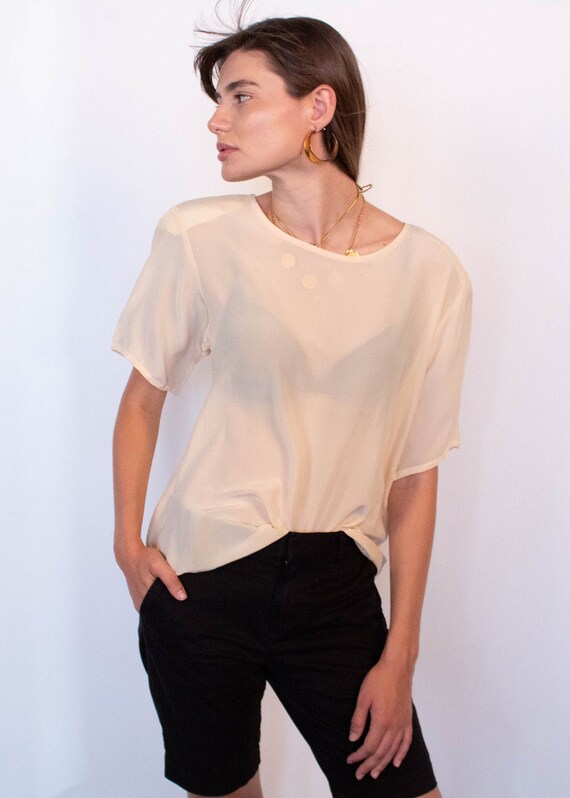 Ivory Boxy Silk Blouse fits sizes S/M/L