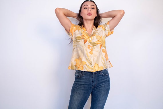 Silk Hawaiian Boxy Blouse size XS/S
