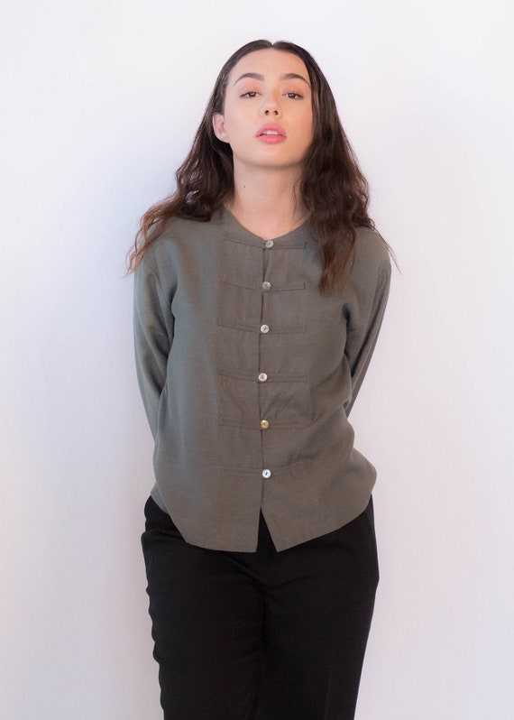 Raw Silk Asian Boxy Blouse size XS/S
