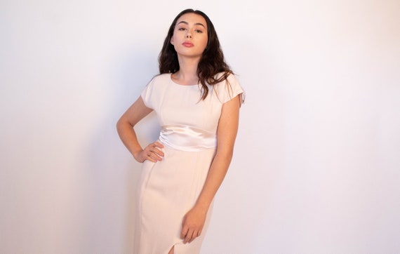 Minimal 90s Blush Crepe Midi Dress size S