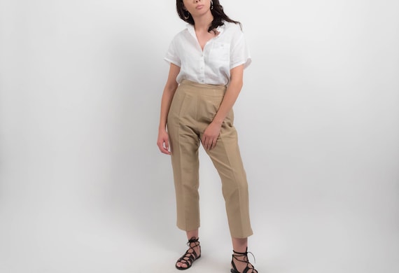 Vintage SILK Pants. 90s Minimal Silk Trousers. Hig