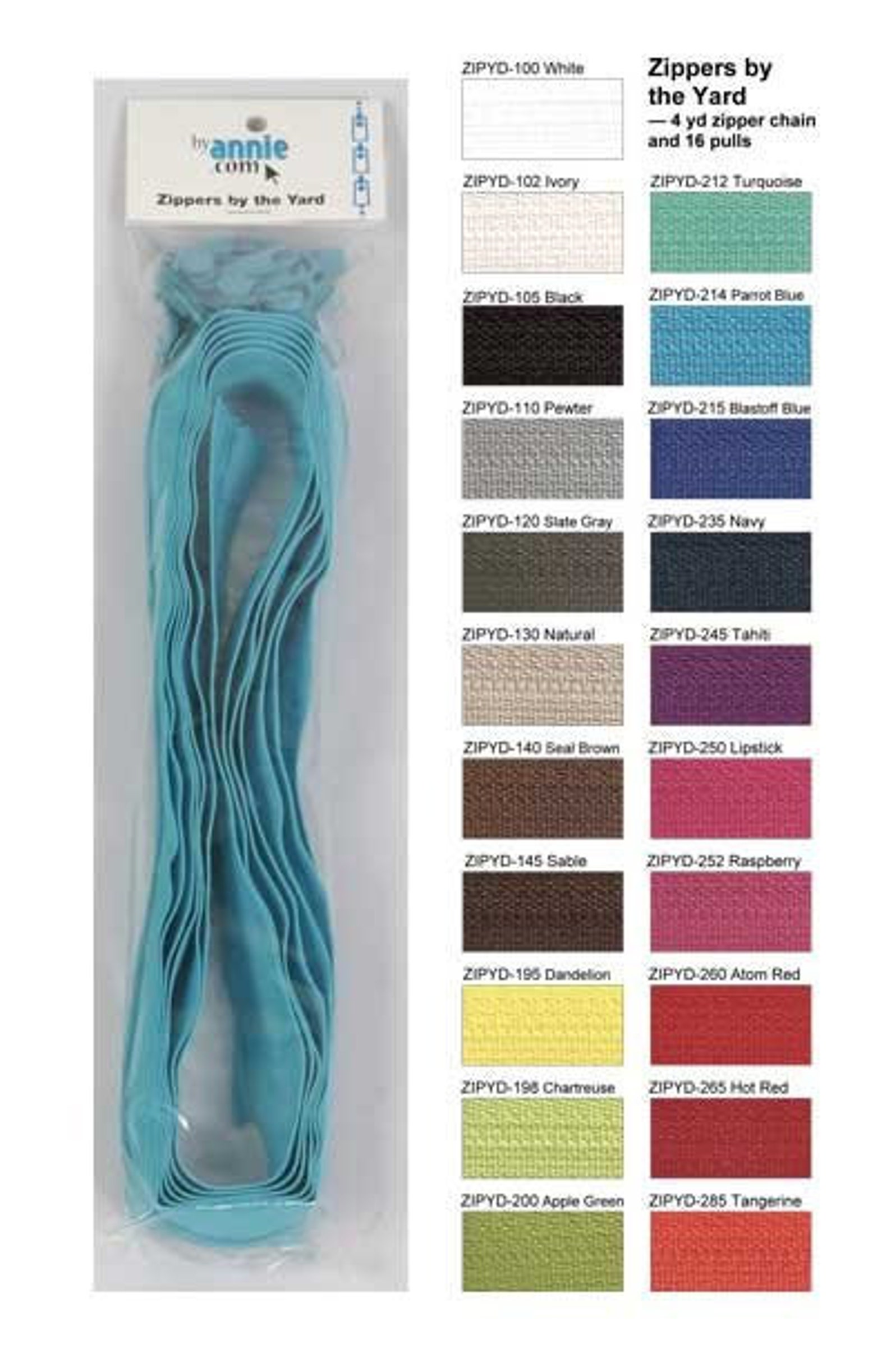 By Annie Zippers by the yard one pack with zipper pulls Etsy