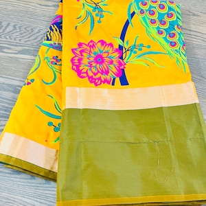 Uppada Hand painted silk saree