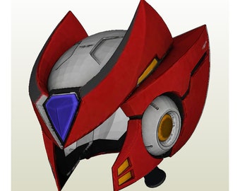 Peut inclure: Un casque rouge et noir avec une visière bleue et des accents jaunes. Le casque a une forme arrondie avec un sommet pointu et une grande ouverture circulaire sur le côté.