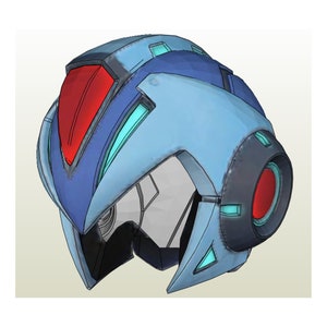 Mega Man X Helmet Pepakura FOAM unfold image 1