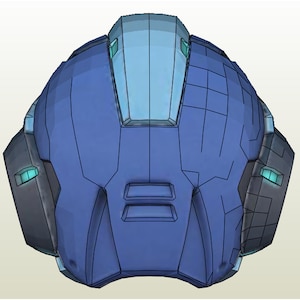 Mega Man X Helmet Pepakura FOAM unfold image 4