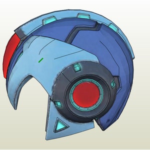 Mega Man X Helmet Pepakura FOAM unfold image 3