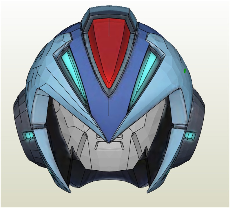 Mega Man X Helmet Pepakura FOAM unfold image 2