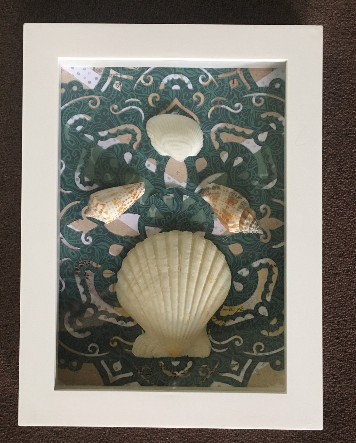 Shell mixed media shadow box Etsy