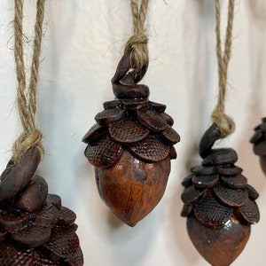 Handmade Ceramic Acorn Ornament, unique and one of a kind, elegant and rustic