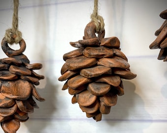 Handmade Ceramic Pinecone Ornaments, unique and one of a kind, elegant and rustic