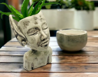 Handmade Faerie Head Planter: Ceramic Succulent Pot, Bud Vase