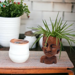 Handmade Fairy Head Planter: Ceramic Succulent Pot, Bud Vase