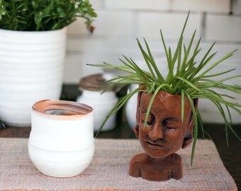 Handmade Fairy Head Planter: Ceramic Succulent Pot, Bud Vase