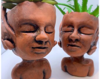 Handmade Faerie Head Planter: Unique Succulent Pot, Bud Vase (Studio Second)