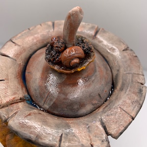 Ceramic Apothecary Mushroom and Snails, Fairy Magic, Rustic, Lidded Jar 1 image 8