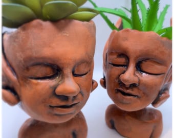 Handmade Faerie Head Planter: Unique Succulent Pot, Bud Vase (Studio Second)