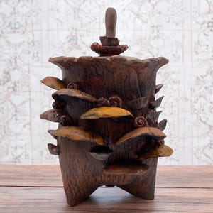 Funghi e lumache in ceramica da farmacia, magia delle fate, rustico, barattolo con coperchio n. 5