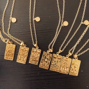 The ORIGINAL Zodiac Tarot Necklace 18K Gold Filled / Tarot Card Necklace / Zodiac Pendant Necklace / Astrology Zodiac Sign Necklace