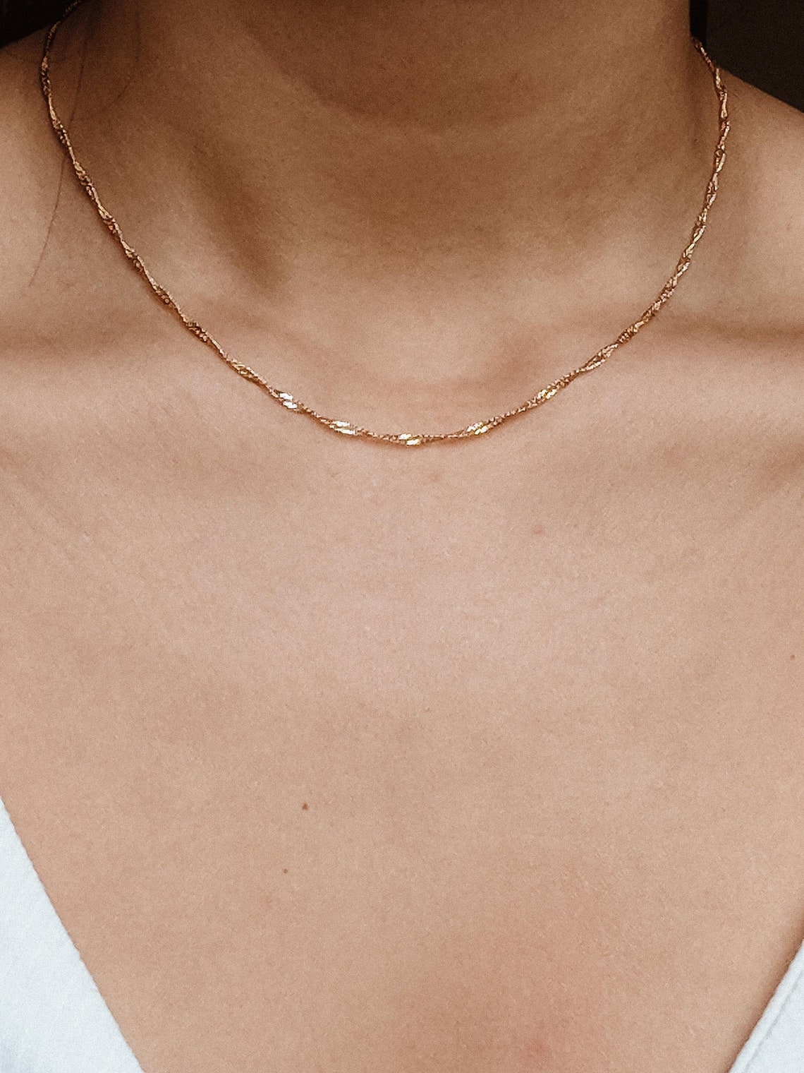 Gold Filled Singapore Twist Chain / Every Day Chain Necklace / Etsy