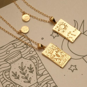Wassermann Sternzeichen Halskette / Tarot-inspirierter Anhänger aus 18K Gold Filled / Sternzeichen Anhänger Halskette / Astrologie Sternzeichen Halskette