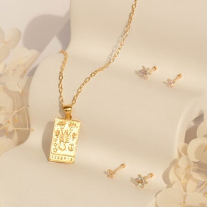 Skorpion-Sternzeichen-Halskette / Tarot-inspirierter Anhänger aus 18K Gold gefüllt / Sternzeichen-Anhänger-Halskette / Astrologie-Sternzeichen-Halskette