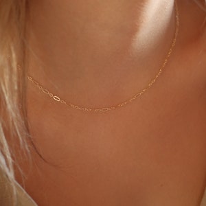 Cadena Figaro llena de oro / Collar de cadena de todos los días / Cadena corta llena de oro de 16 pulgadas / Collar de cadena en capas / Collar de oro mínimo